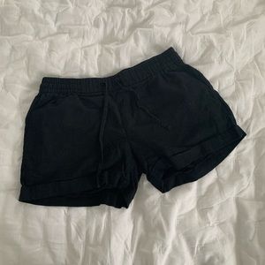 Black linen drawstring shorts
